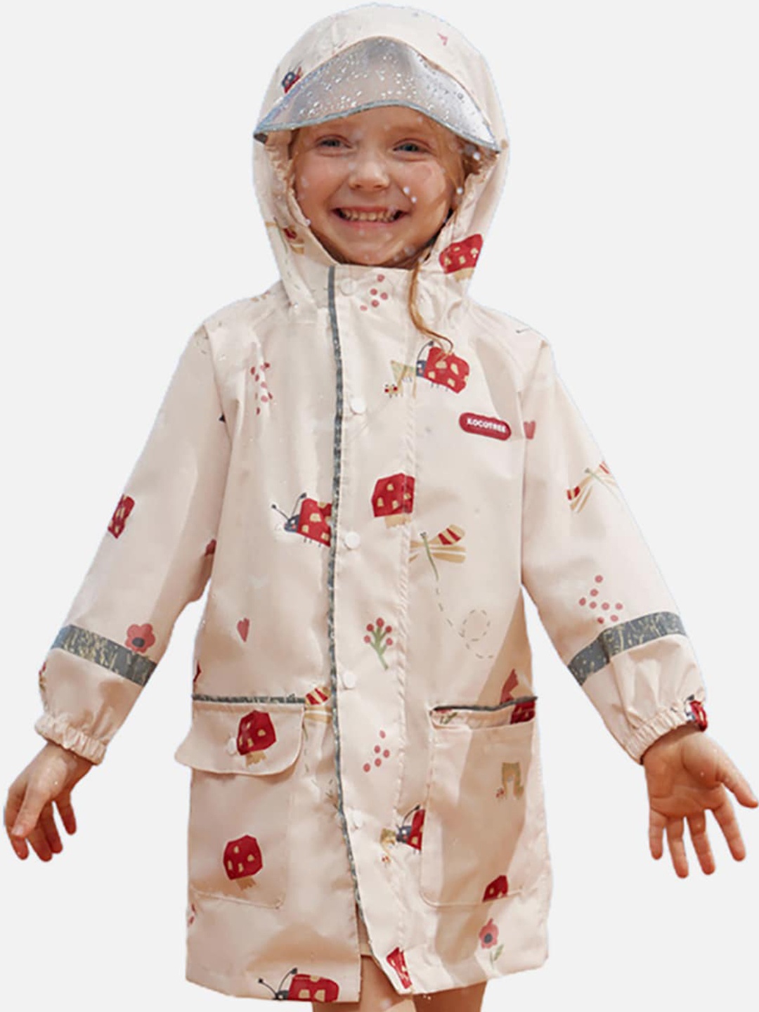 

Little Surprise Box LLP Unisex Kids Printed Rain Jacket, Cream