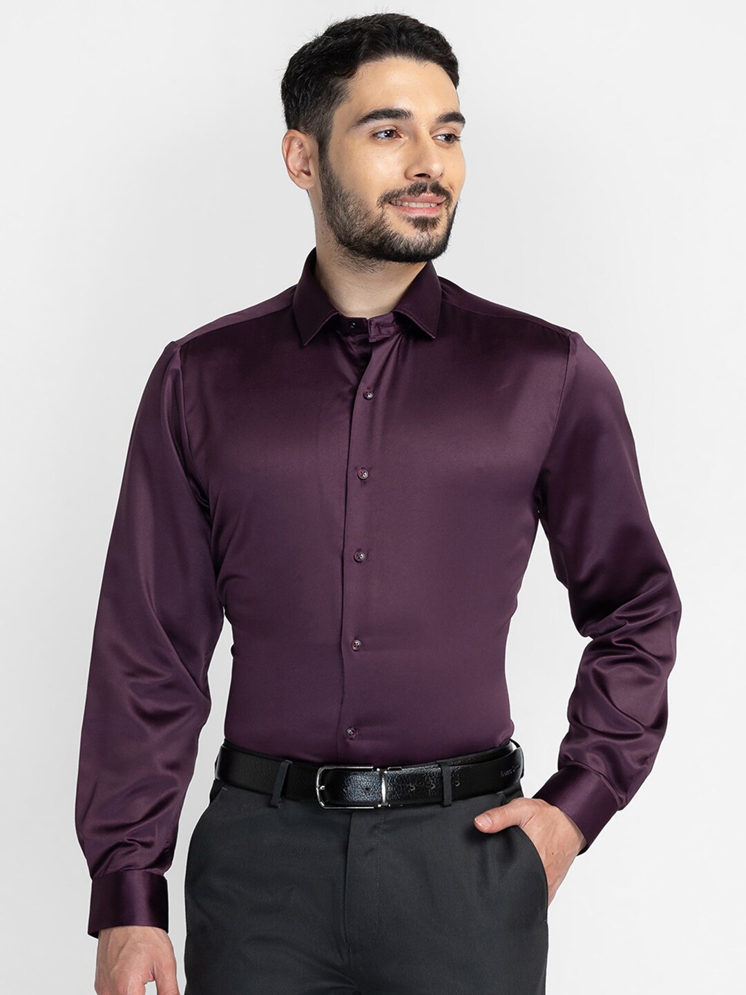 

INSPIRO Classic Slim Fit Cotton Formal Shirt, Purple