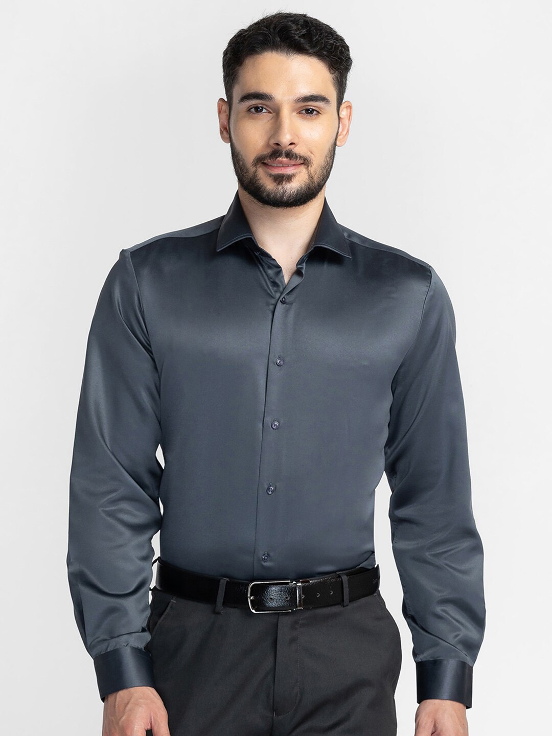 

INSPIRO Classic Slim Fit Cotton Formal Shirt, Grey