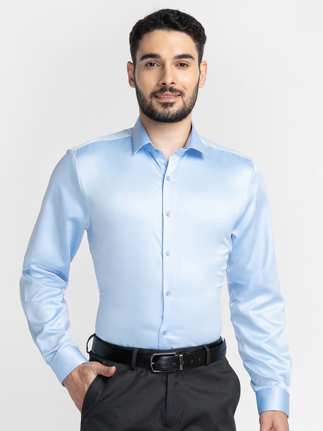 

INSPIRO Classic Slim Fit Cotton Formal Shirt, Blue