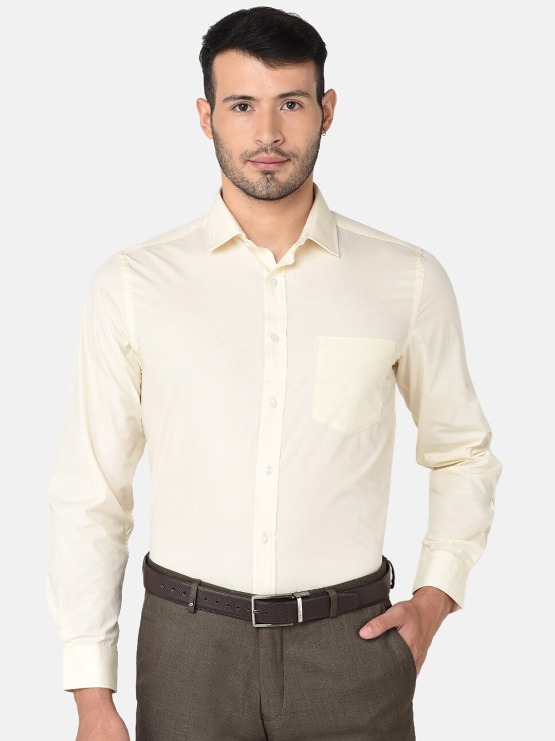

INSPIRO Classic Cotton Opaque Formal Shirt, Beige