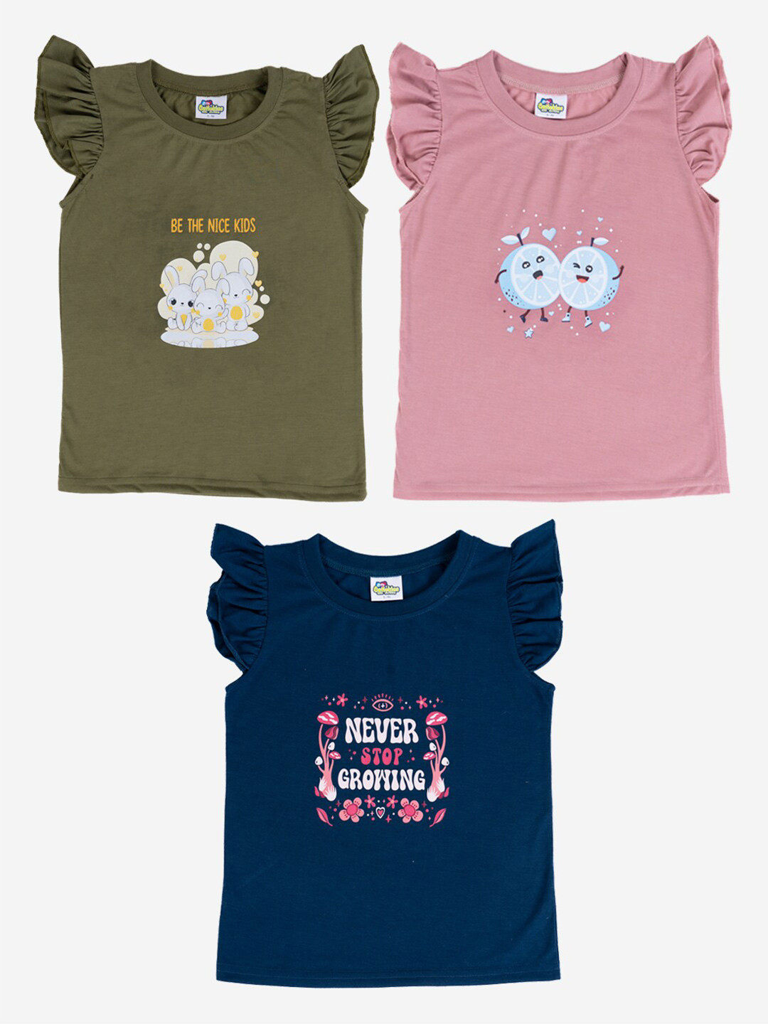

Cutiekins Girls Pack Of 3 Printed Cotton T-shirt, Pink