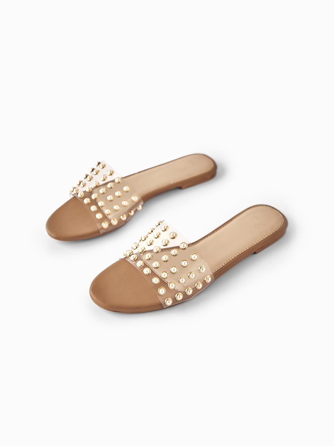 

The Label Life Embellished Open Toe Flats, Beige