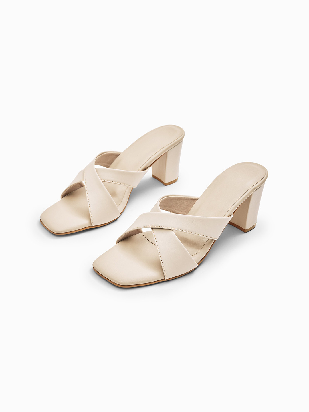 

The Label Life Cross Strapped Block Heels, Beige