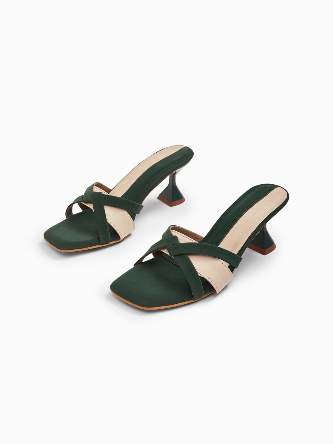 

The Label Life Colourblocked Block Heels, Green