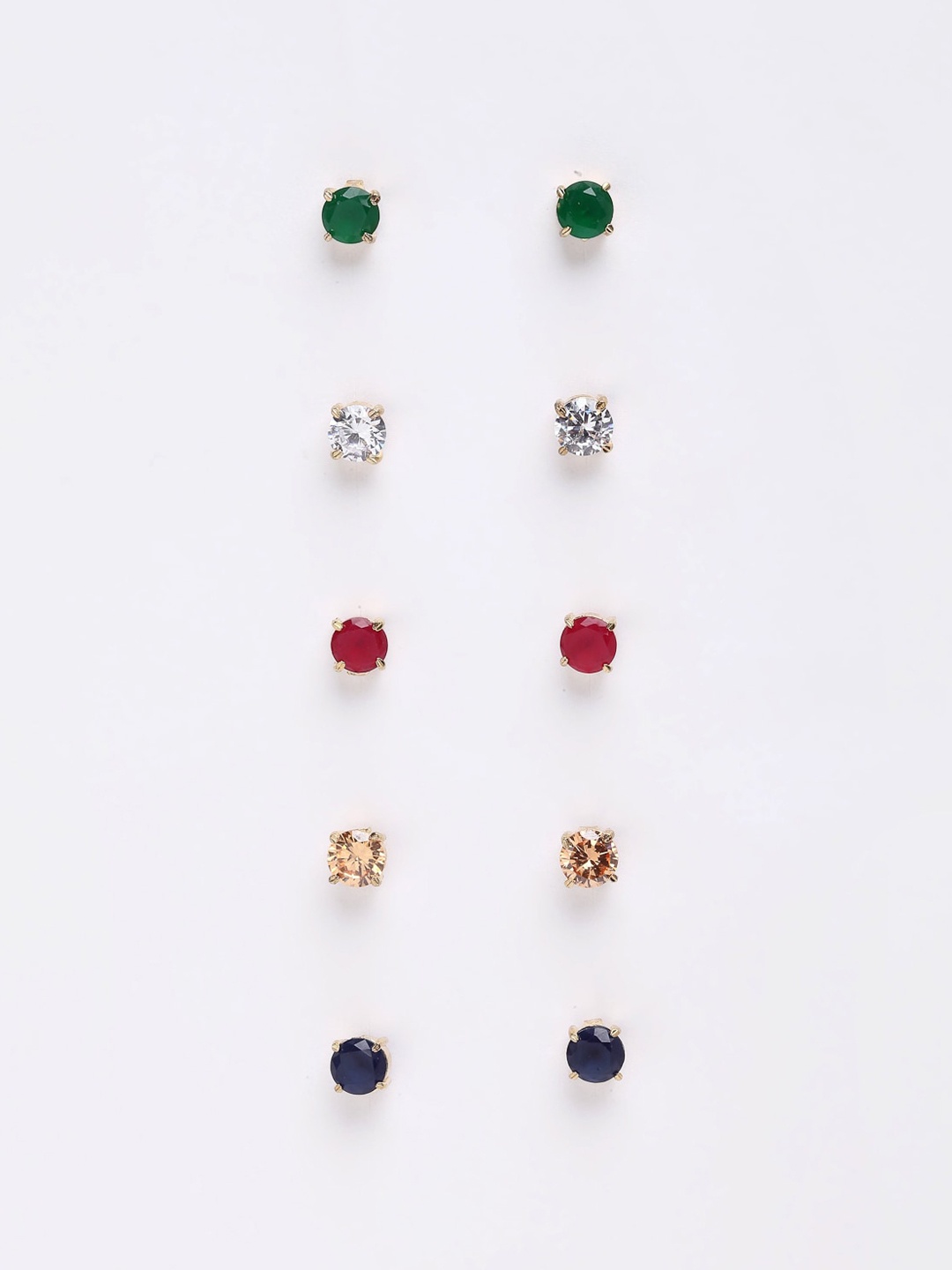 

DressBerry Set Of 5 Gold-Plated Classic Studs Earrings