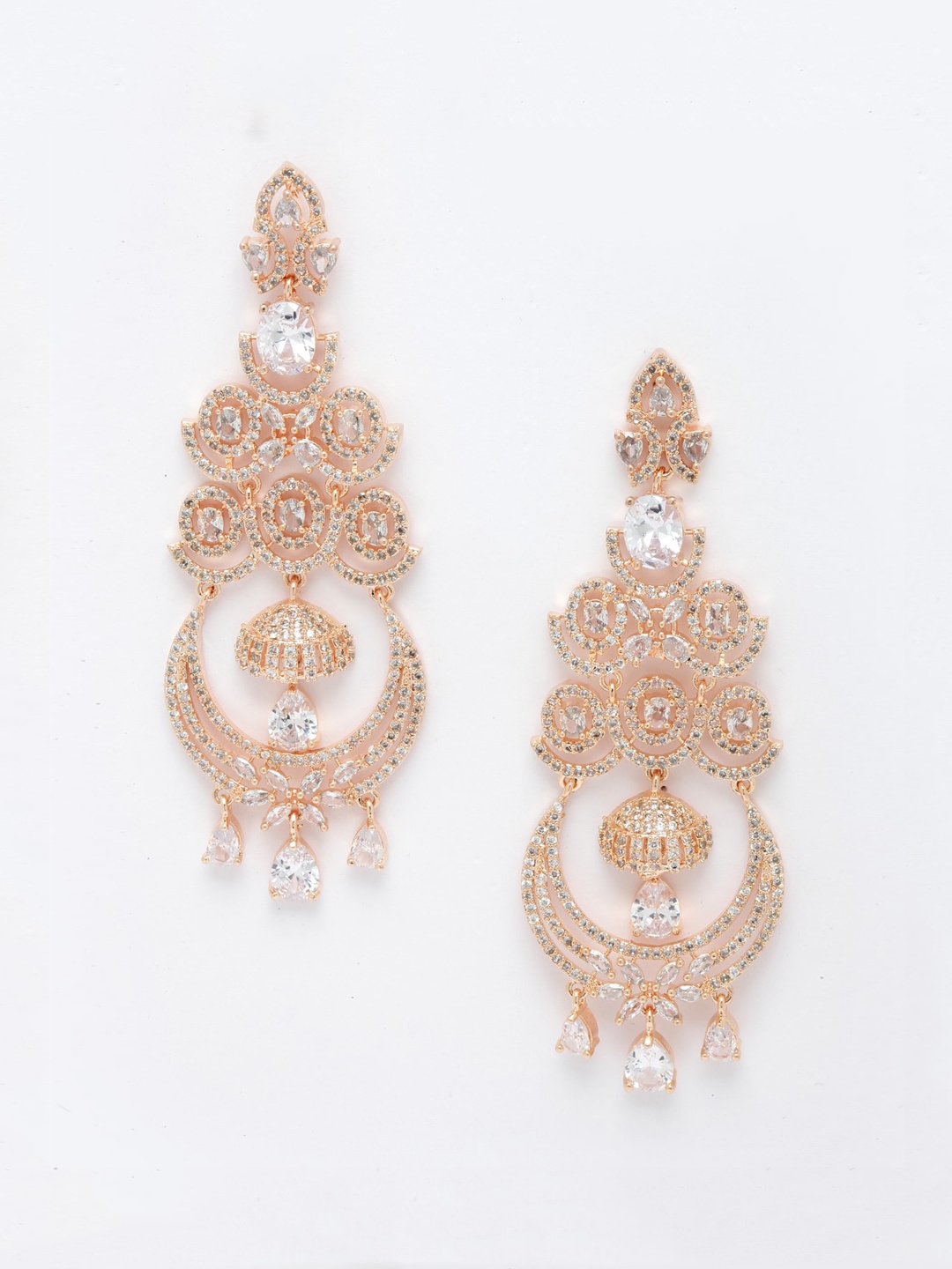 

DressBerry White Rose Gold-plated Floral Drop Earrings