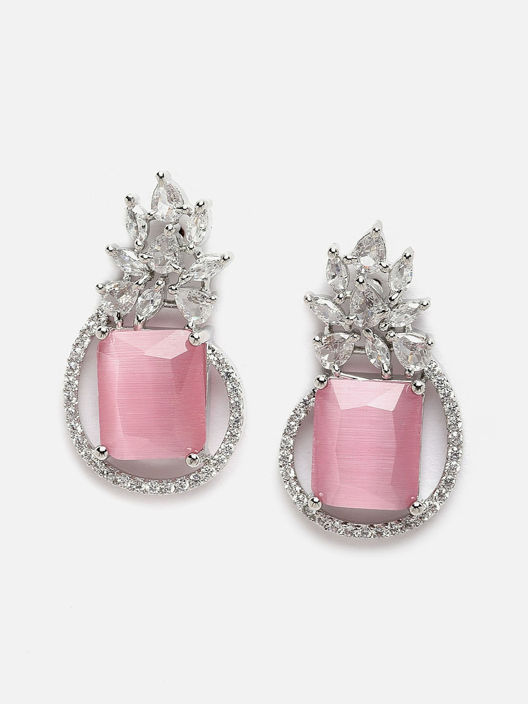 

DressBerry Pink Silver-Plated Contemporary Studs Earrings