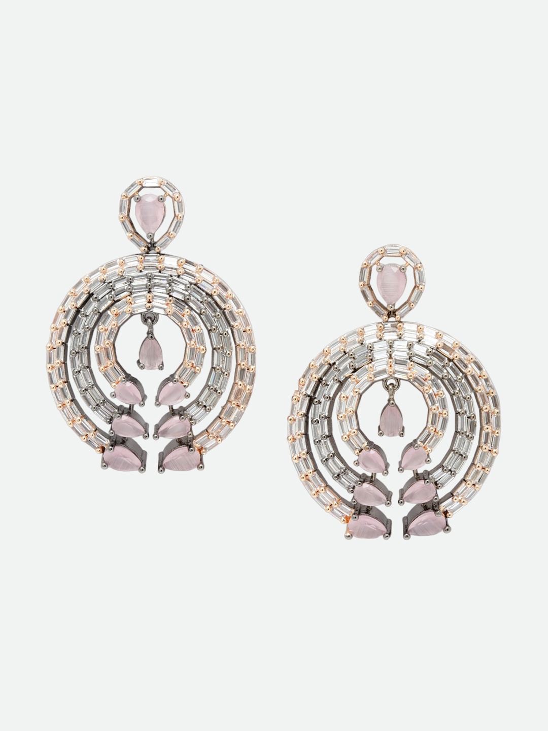 

DressBerry Pink Silver Toned Contemporary Drop Earrings