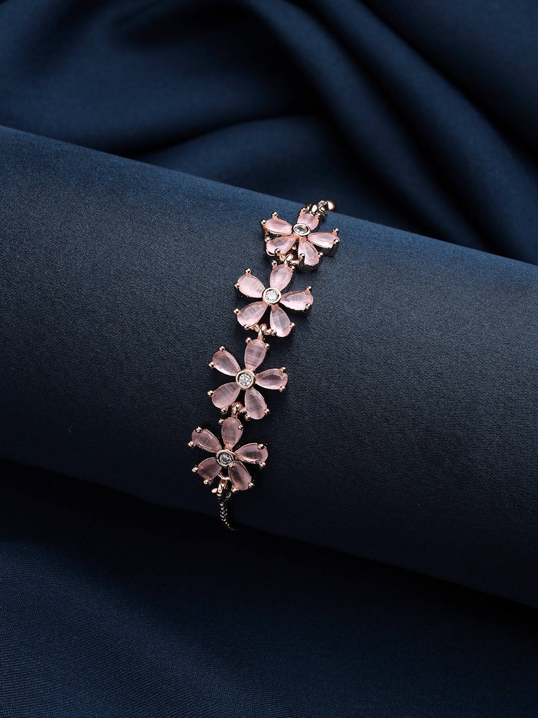 

DressBerry Brass American Diamond Rose Gold-Plated Cuff Bracelet