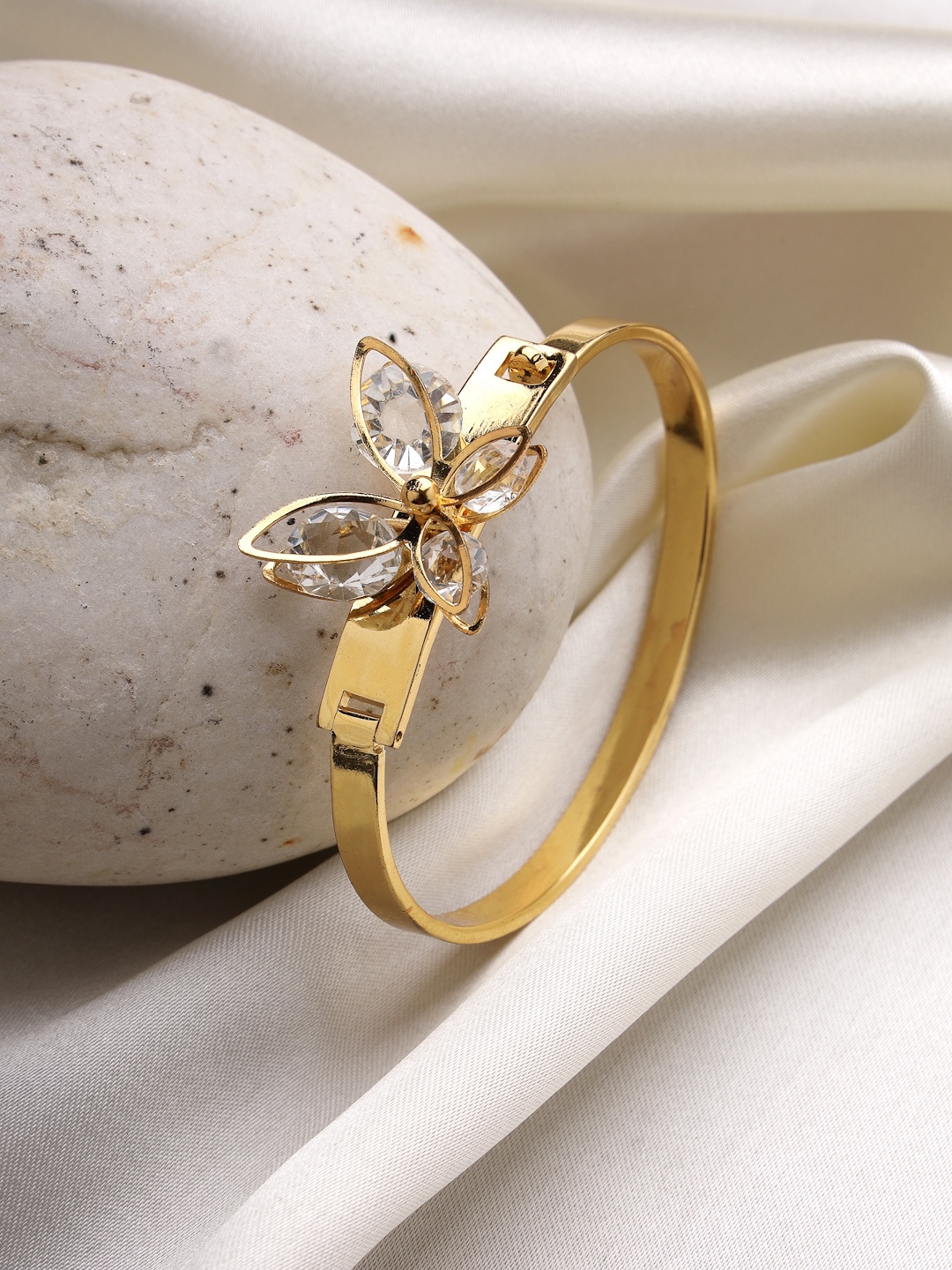 

DressBerry Gold Plated American Diamond Cuff Bracelet