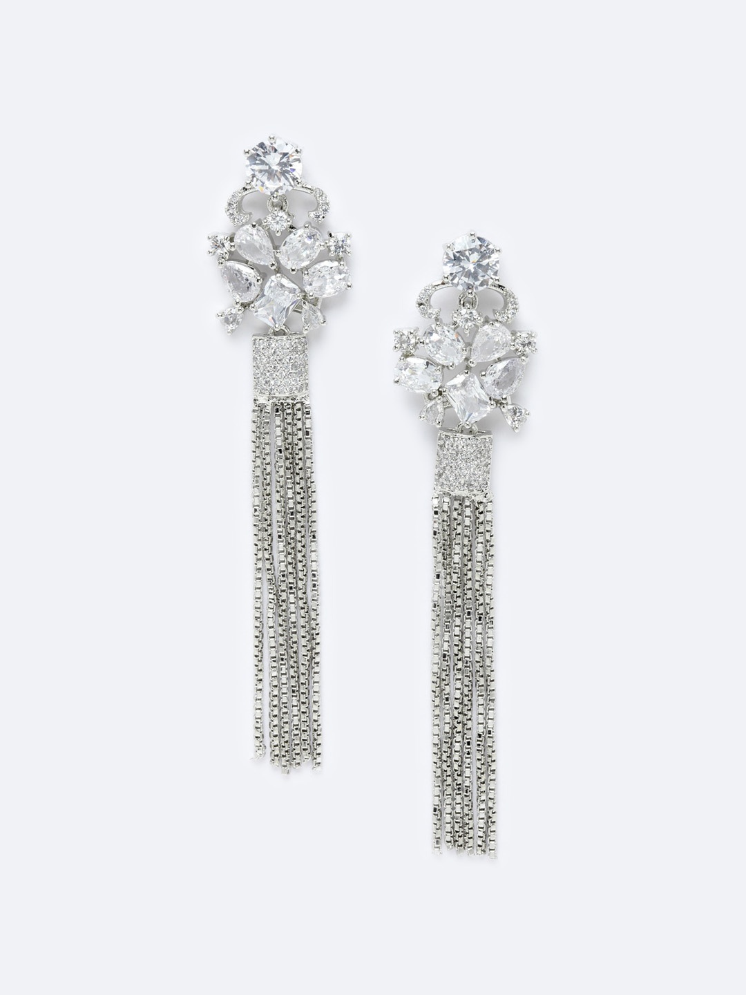 

DressBerry White Contemporary Drop Earrings, Silver