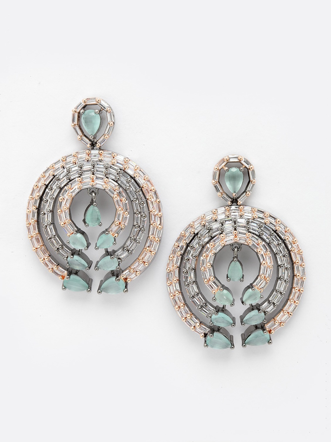 

DressBerry Sea Green Contemporary Drop Earrings, Gold