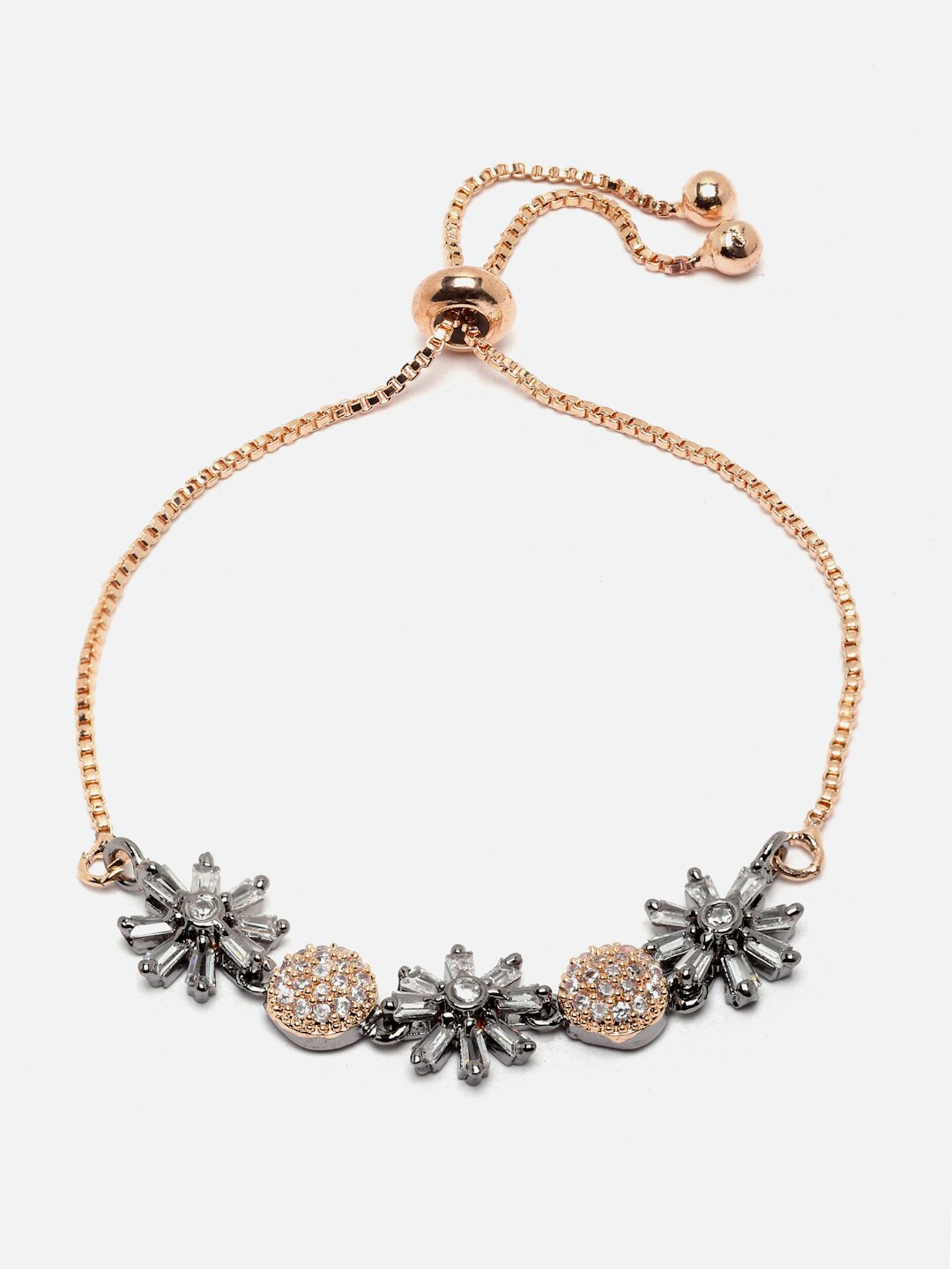

DressBerry Women Brass American Diamond Rose Gold-Plated Link Bracelet