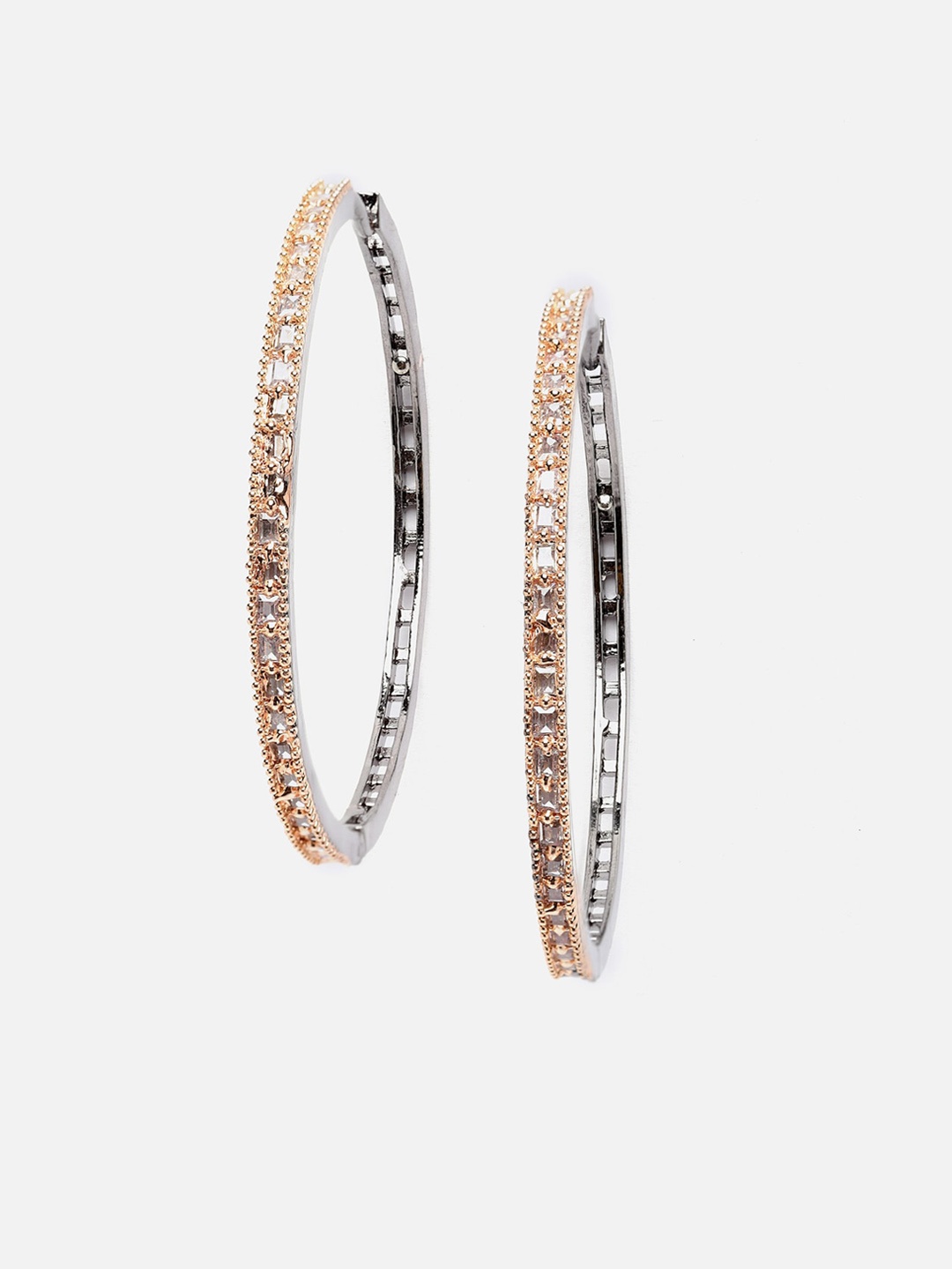 

DressBerry Rose Gold-Plated American Diamond Circular Hoop Earrings