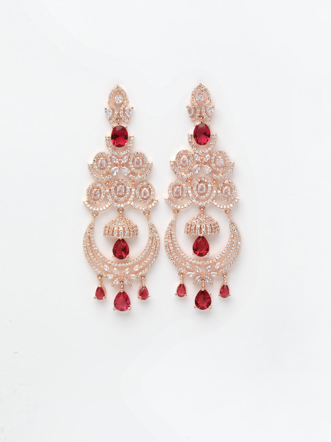 

DressBerry Rose Gold-Plated American Diamond-Studded Contemporary Drop Earrings