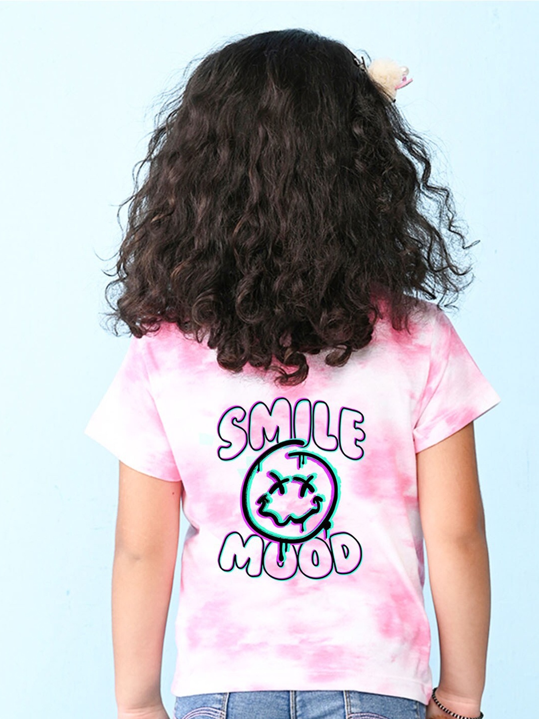 

NUSYL Girls Tie & Dye Printed Cotton T-shirt, Pink