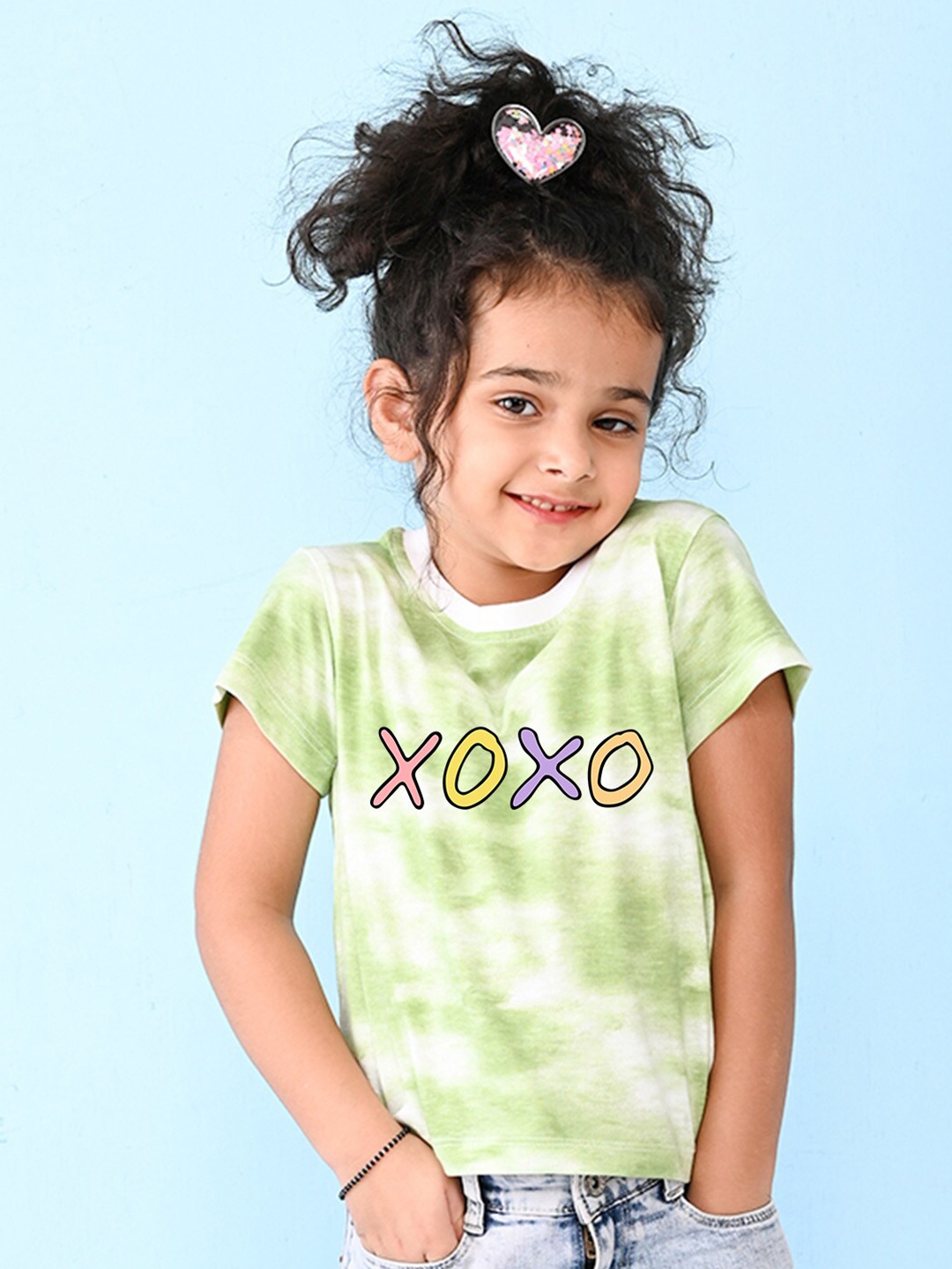 

NUSYL Girls Tie & Dye Cotton T-shirt, Green