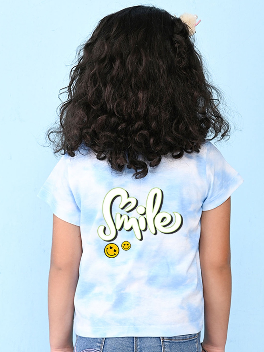 

NUSYL Girls Tie & Dye Dyed Round Neck Casual T-shirt, Blue