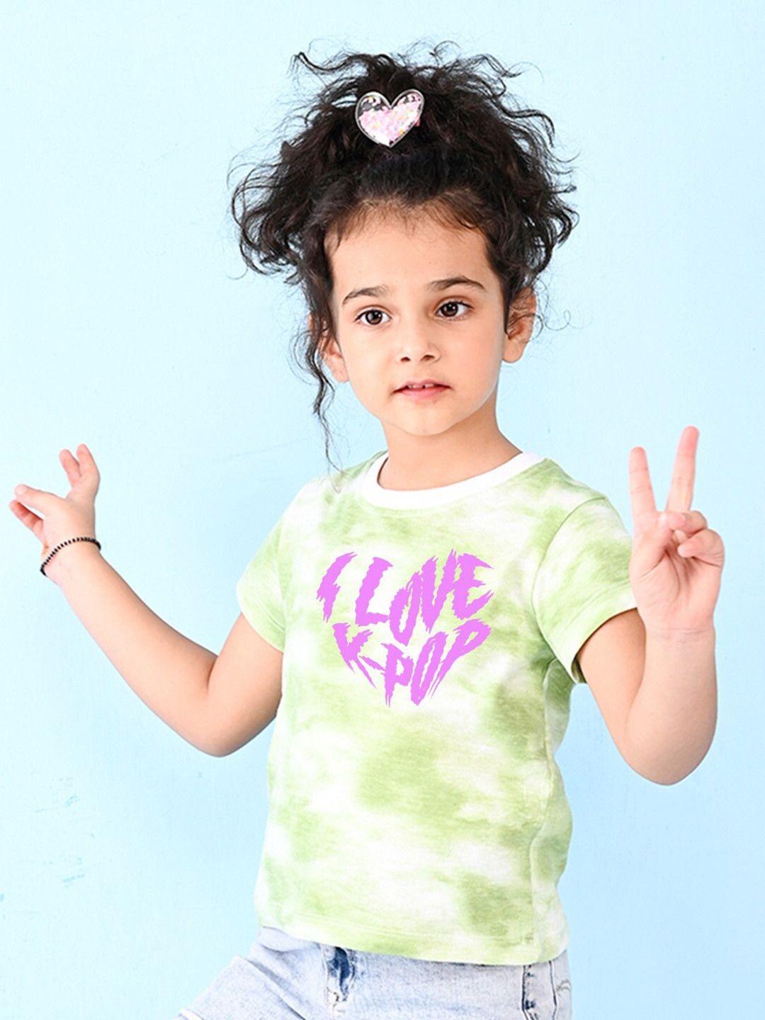 

NUSYL Girls Tie & Dye Cotton T-shirt, Green