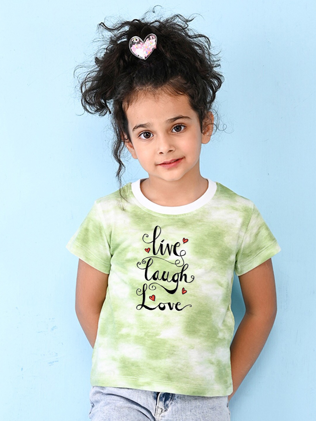

NUSYL Girls Tie & Dye Cotton T-shirt, Green