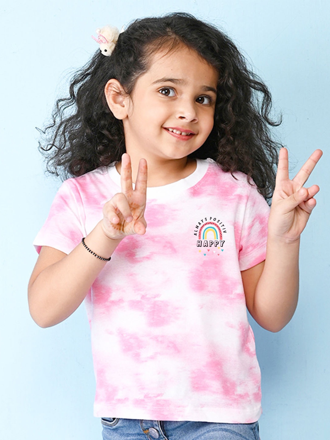 

NUSYL Girls Tie and Dye Round Neck T-shirt, Pink