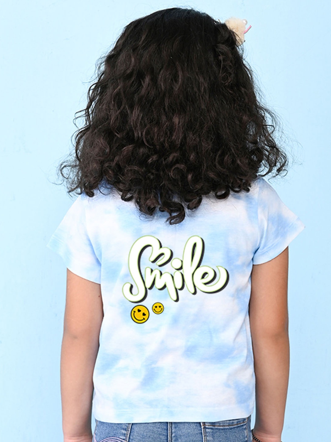

NUSYL Girls Typography Printed T-shirt, Blue
