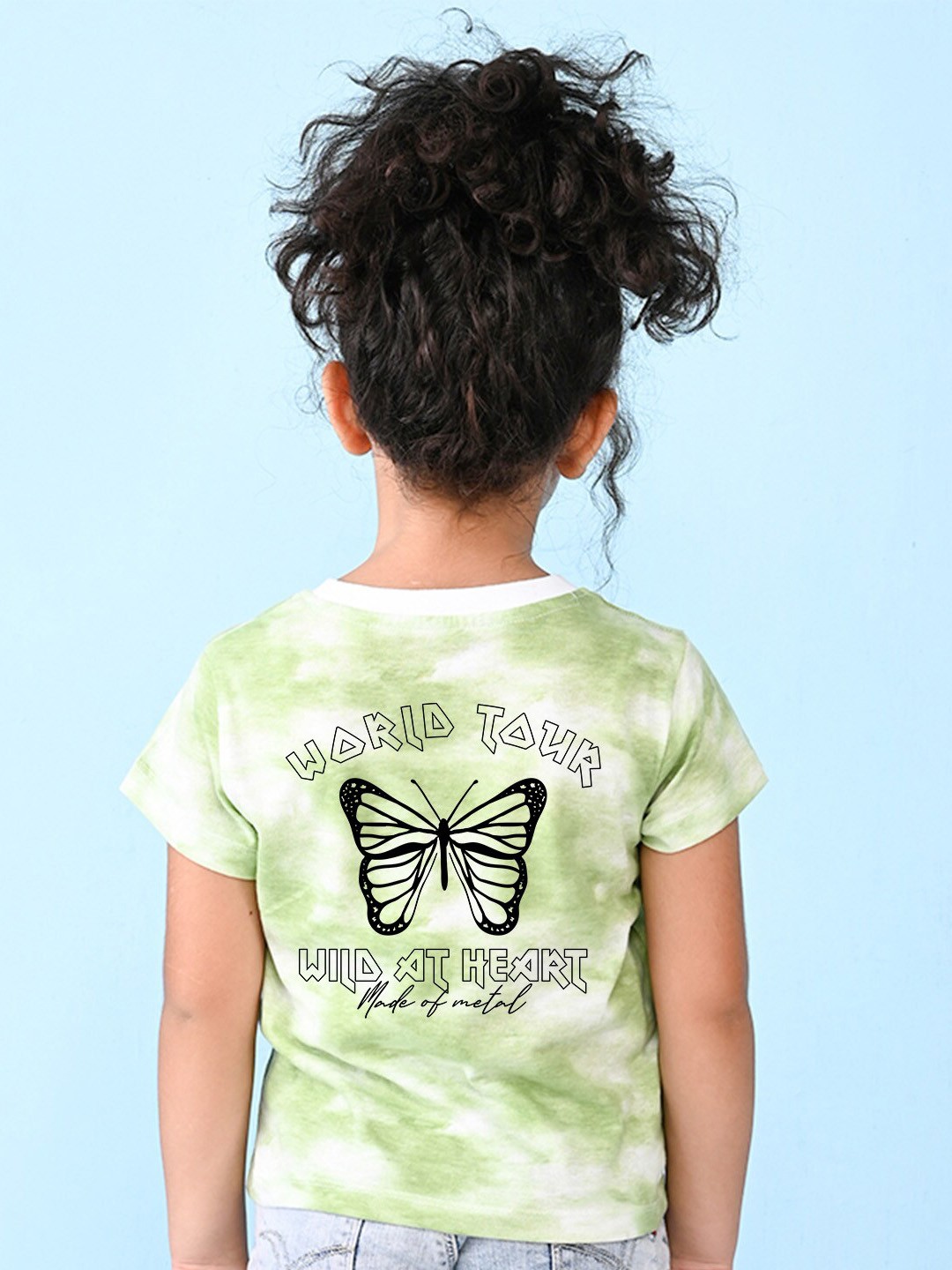 

NUSYL Girls Butterfly Graphic Printed T-shirt, Green