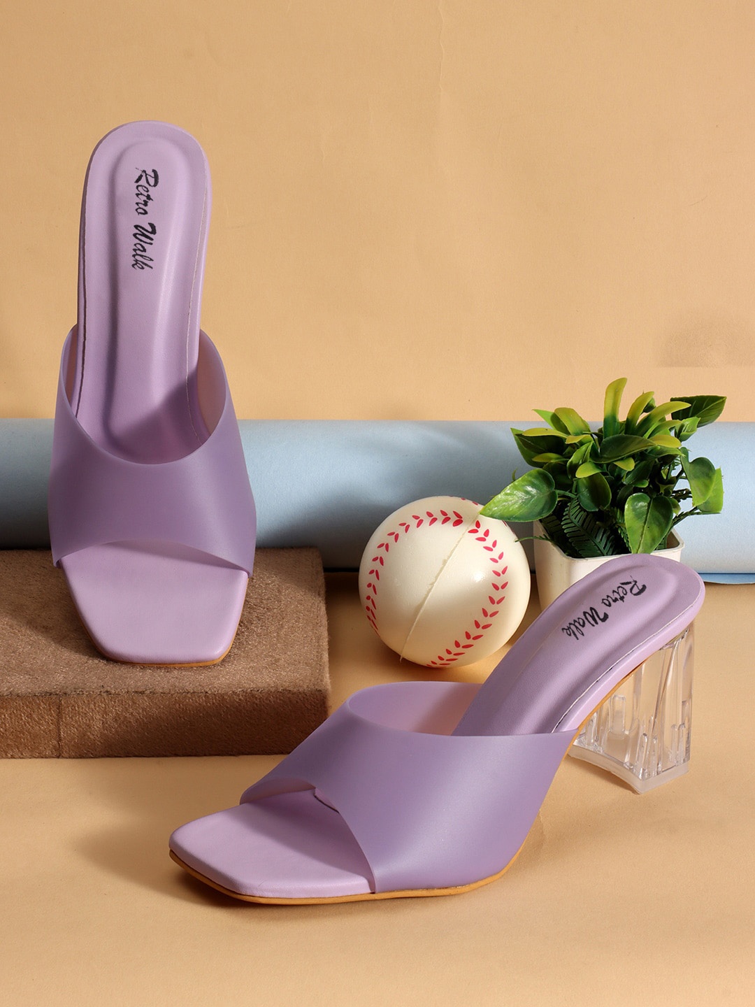 

Retro Walk Open Toe Block Heels, Lavender