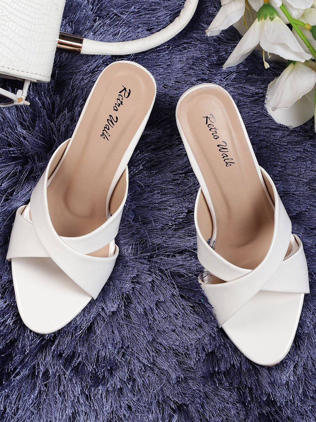 

Retro Walk Open Toe Block Heels, White