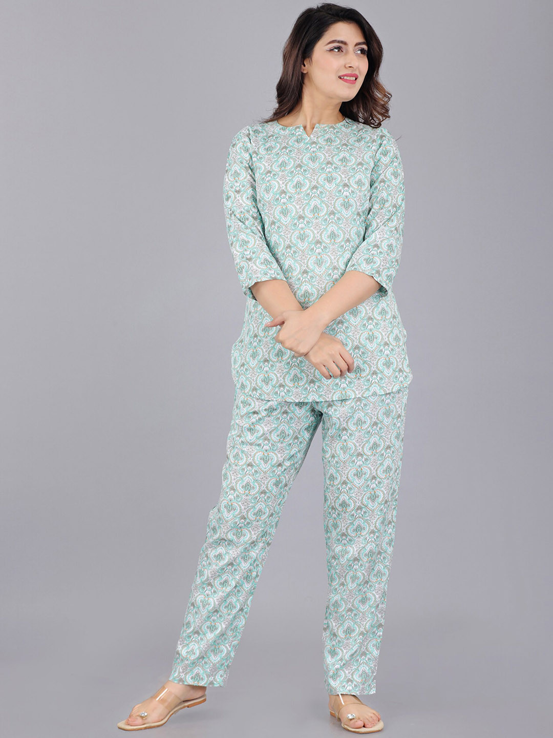 

TREND ME Ethnic Motifs Printed Night suit, Blue