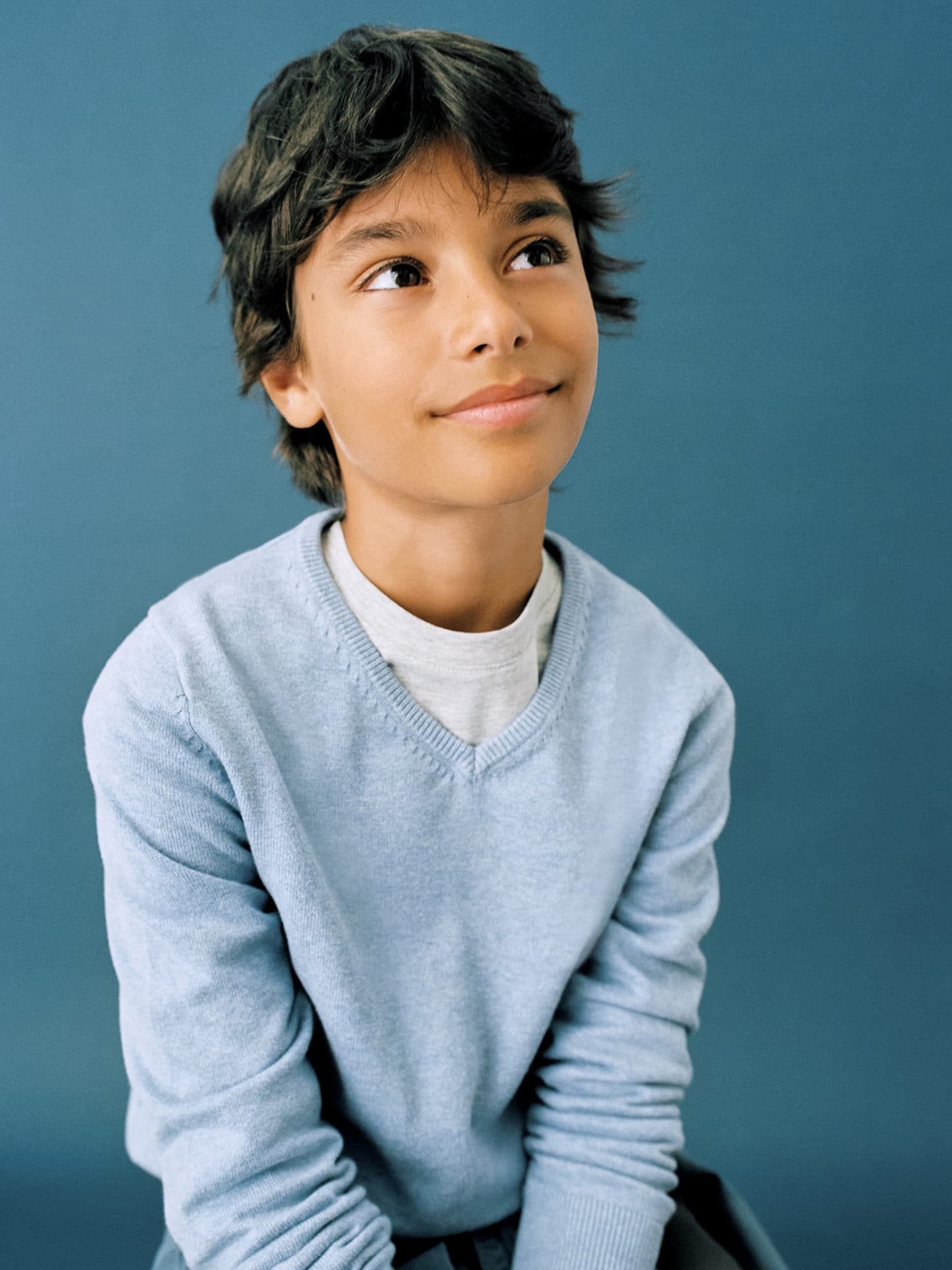 

Mango Kids Boys V-Neck Knitted Pullover, Blue
