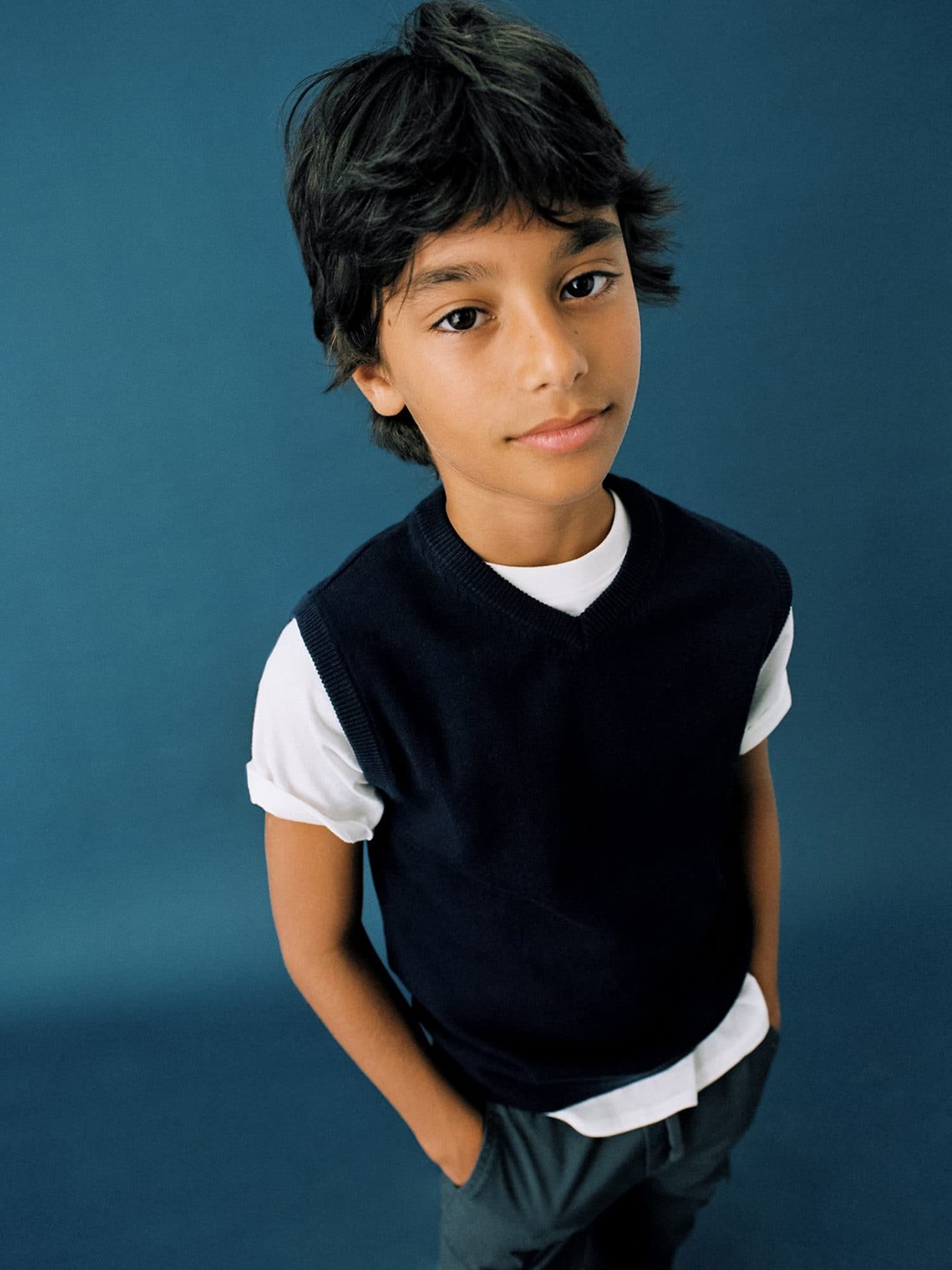 

Mango Kids Boys Sweater Vest, Navy blue