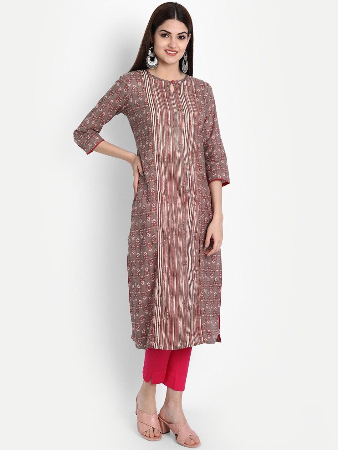 

SUTI Vertical Striped Cotton Kurta, Grey