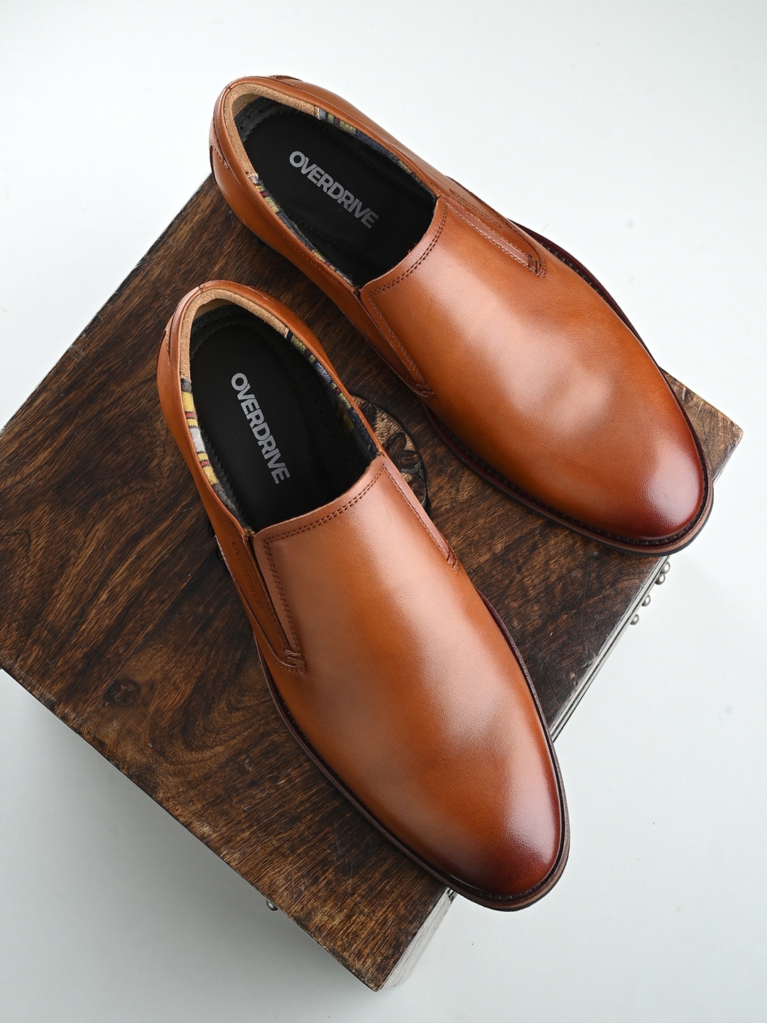

Overdrive Men Leather Formal Slip On Shoes, Tan