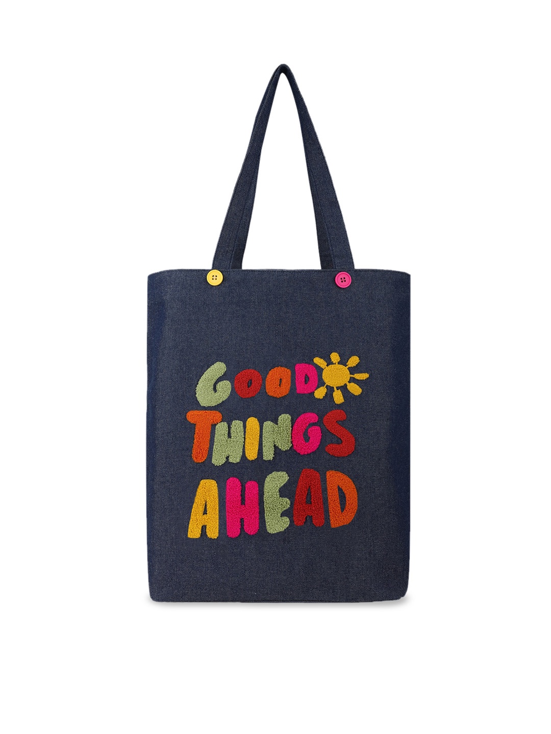 

MASQ Typography Printed Shopper Canvas Tote Bag, Navy blue