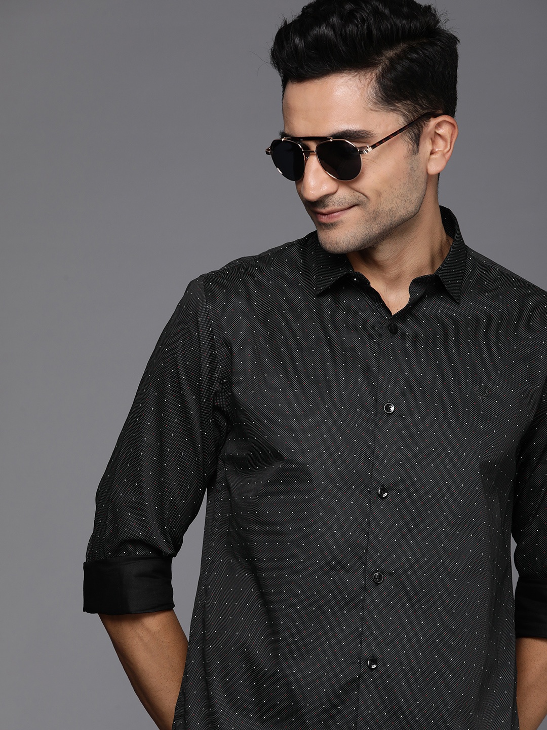 

Allen Solly Classic Printed Pure Cotton Casual Shirt, Black