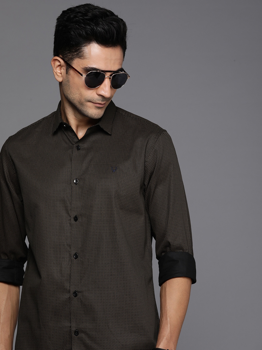 

Allen Solly Classic Printed Pure Cotton Casual Shirt, Black