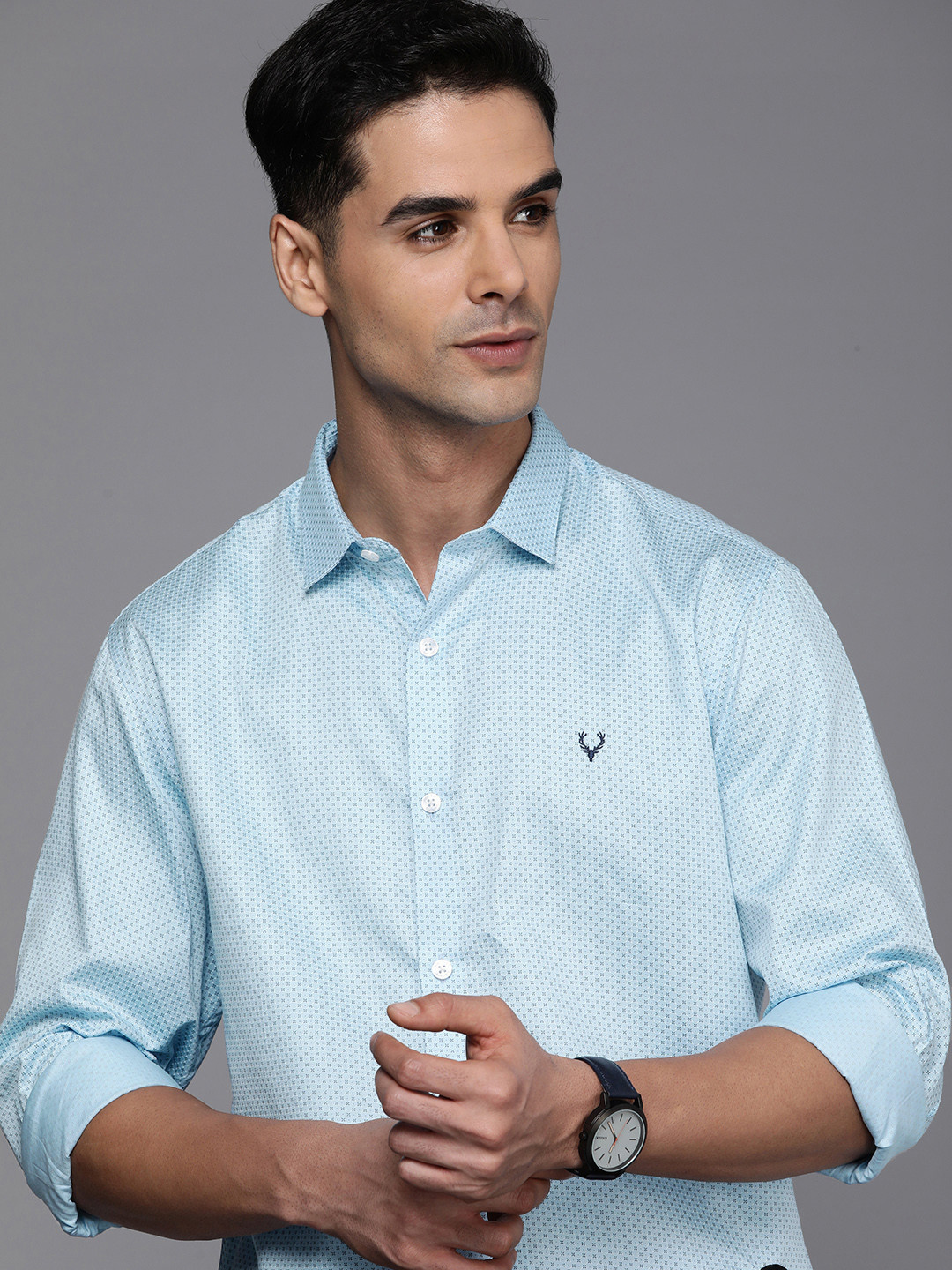 

Allen Solly Classic Printed Pure Cotton Casual Shirt, Blue