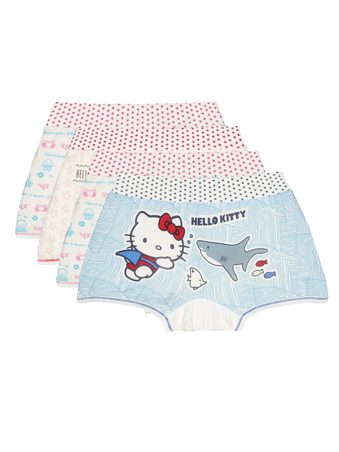 

Bodycare Kids Girls Pack Of 4 Printed Cotton Boxer Briefs, White