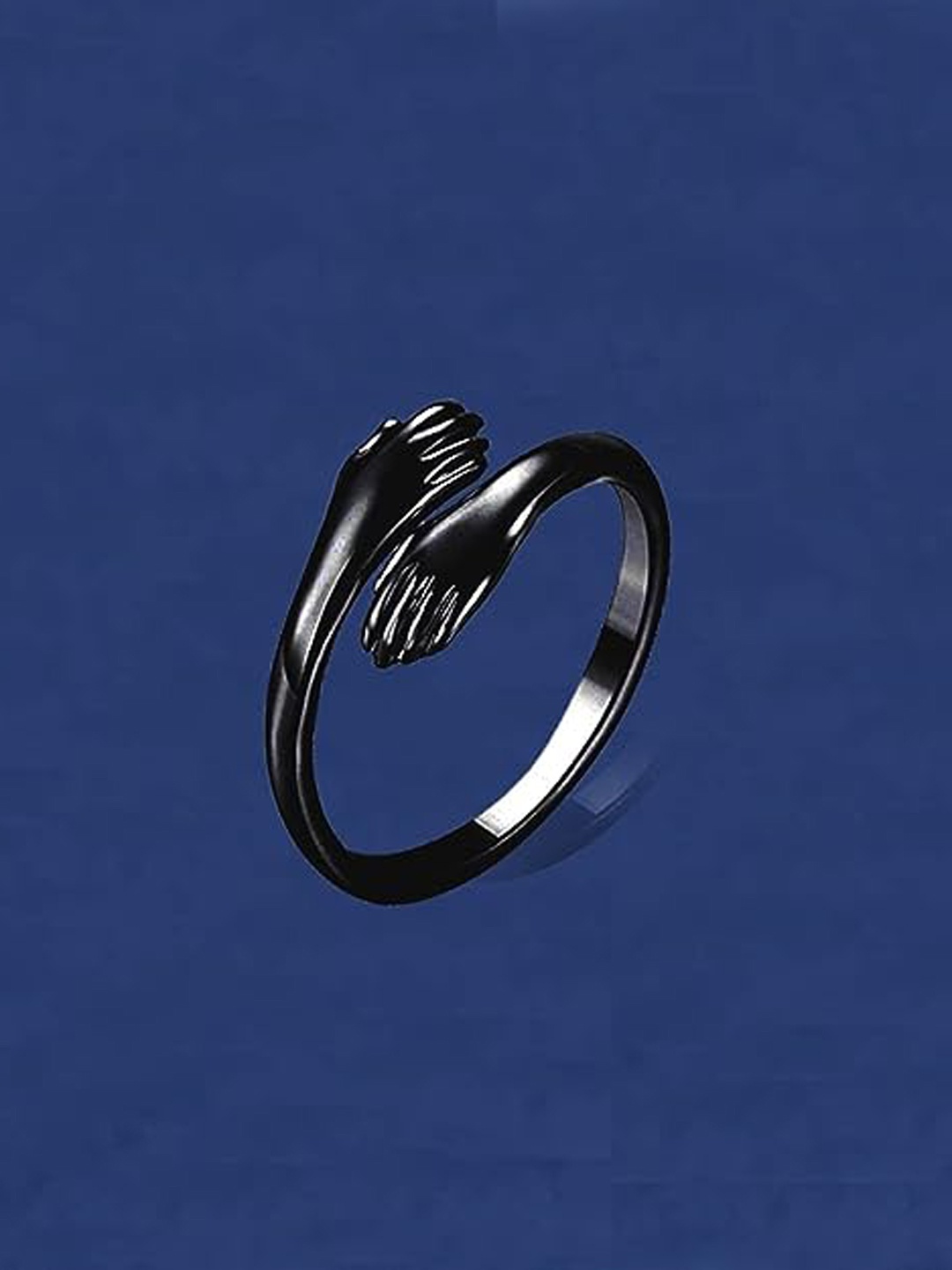 

KRYSTALZ Hug Shaped Adjustable Finger Ring, Black