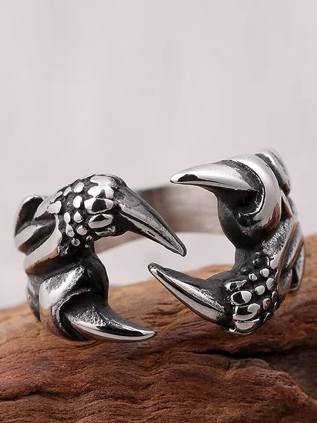 

KRYSTALZ Silver-Plated Gothic Punk Animal Dragon Adjustable Retro Ring