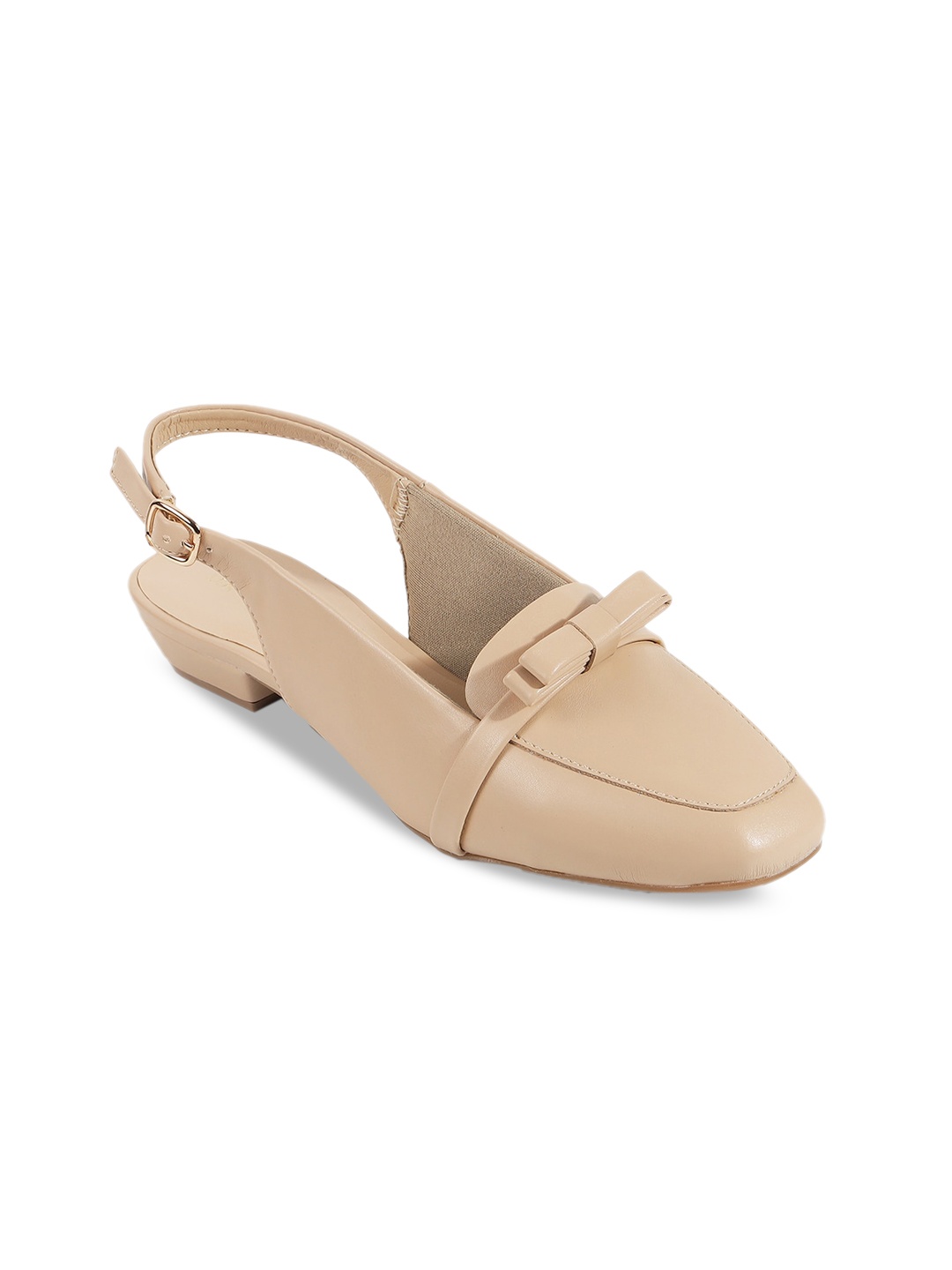 

LEMON & PEPPER Bow Detailed Block Heel Pumps, Beige