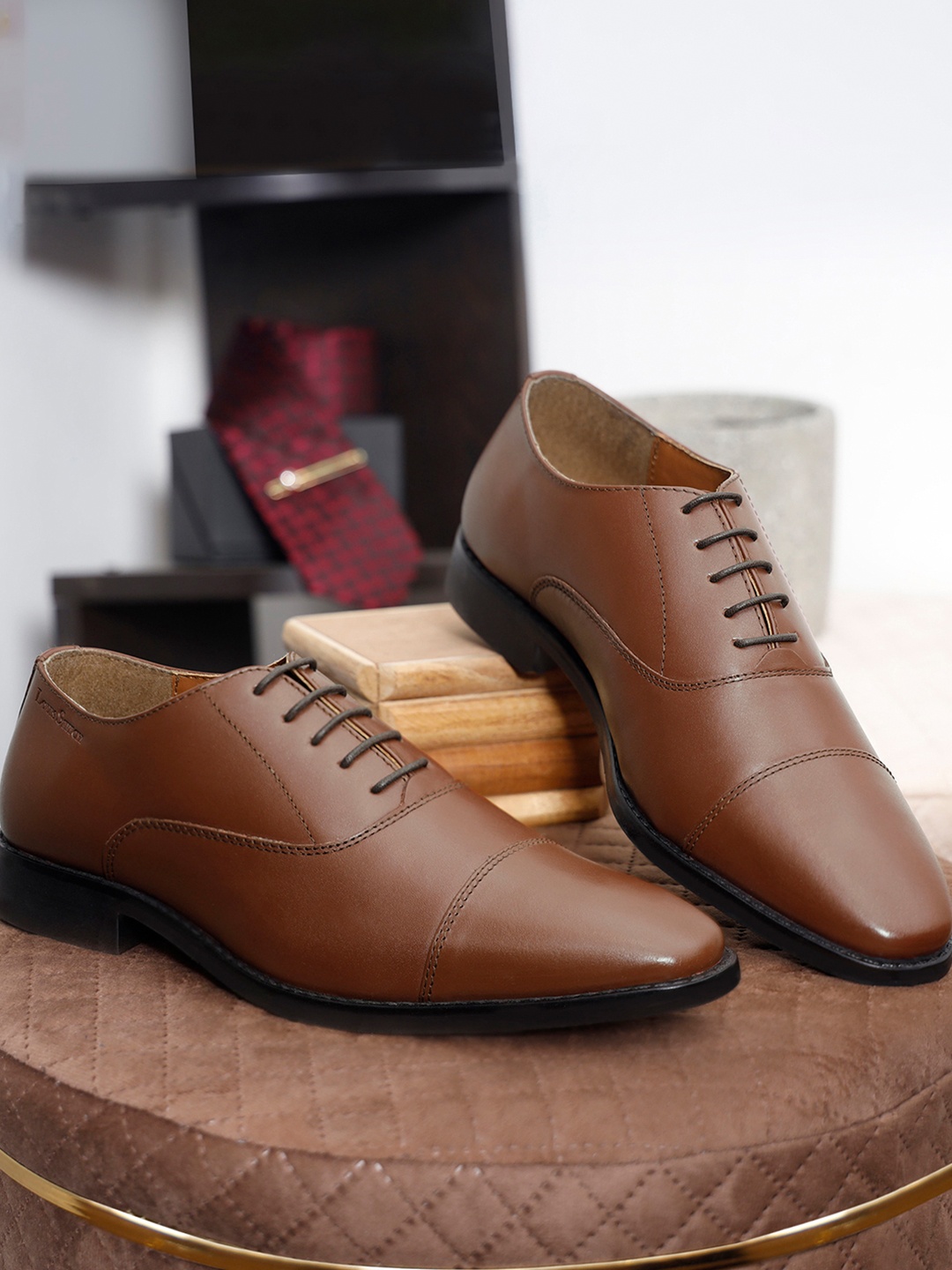 

Louis Stitch Men Tan Premium Italian Leather Formal Derby Shoes