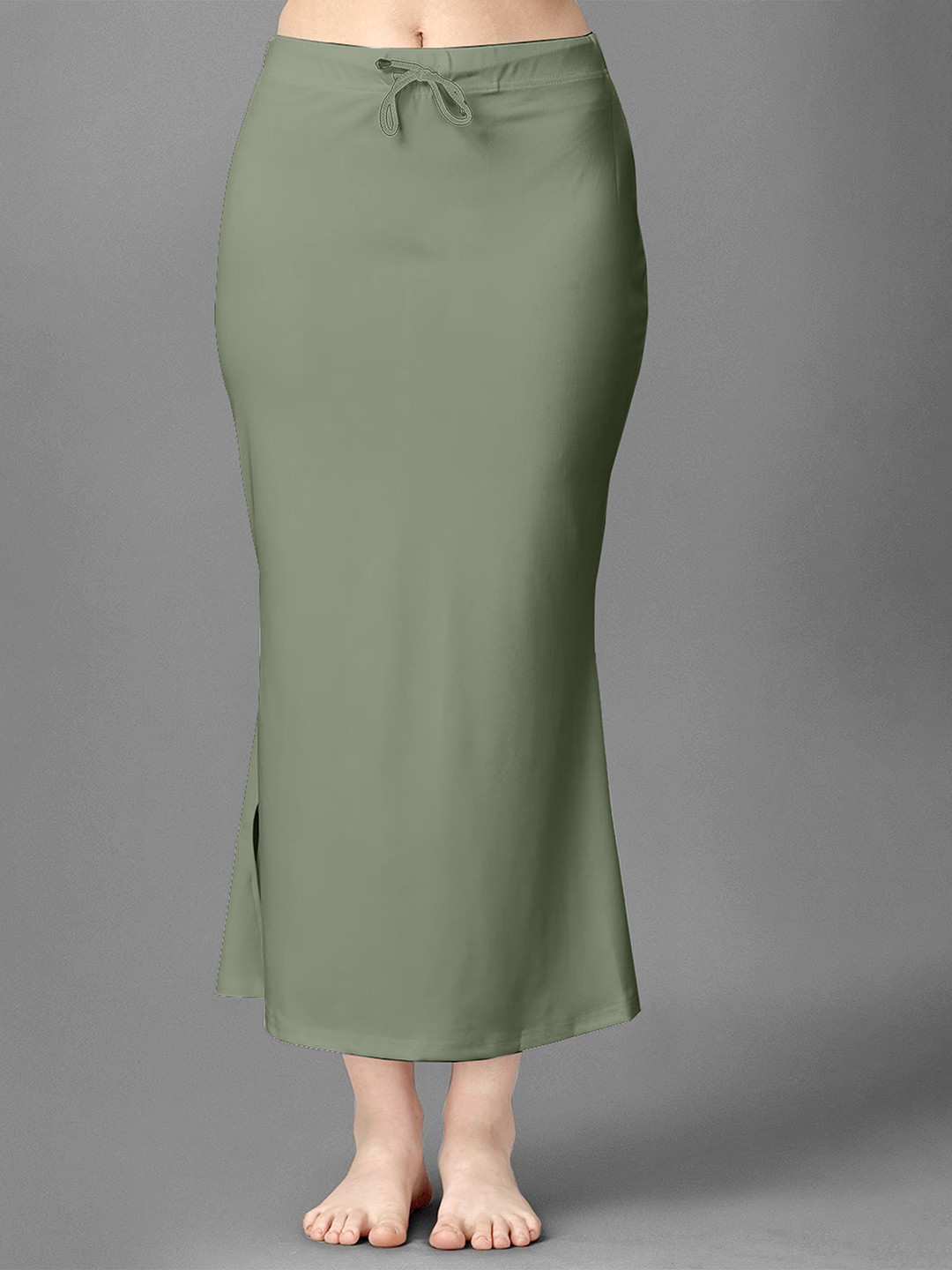 

Trendmalls Calf-Length Fish-Cut Saree Shapewear, Green
