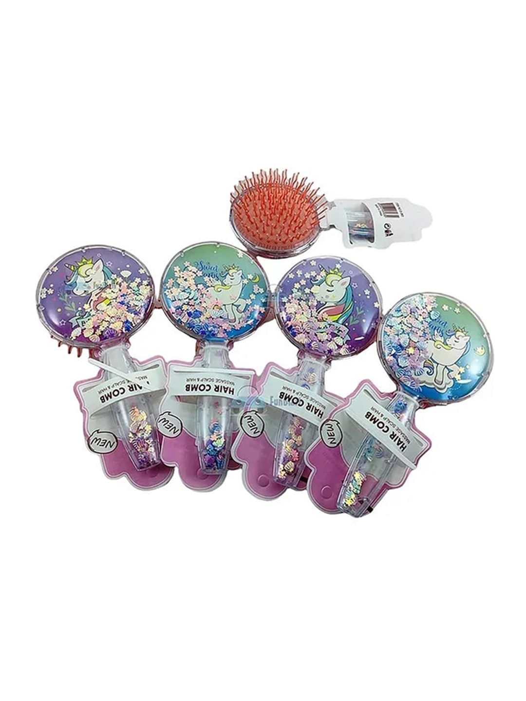 

FEELHIGH Glittery Round 3D Baby Hair Brush, Purple
