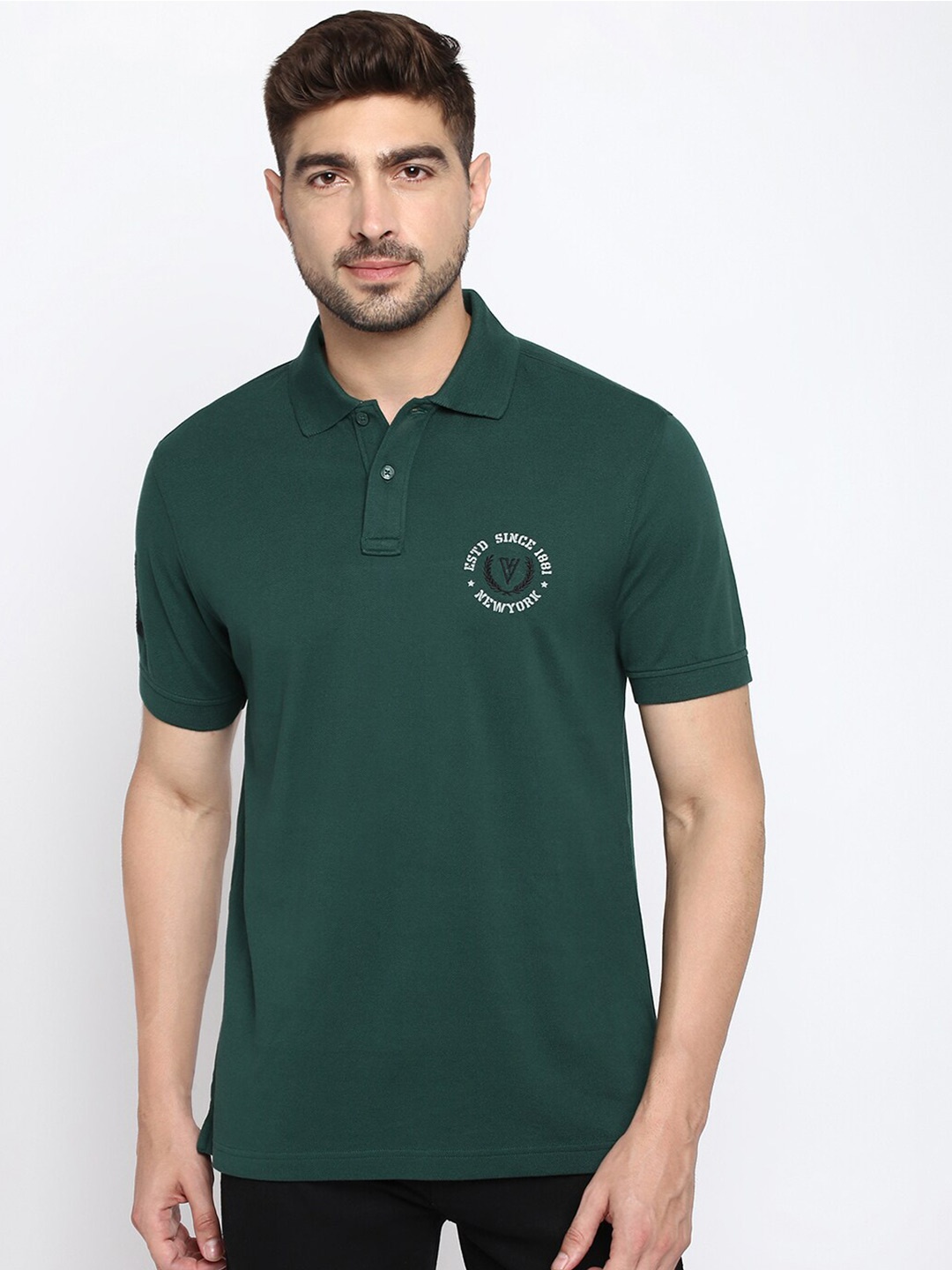 

Van Heusen Polo Collar Regular Fit Cotton Casual T-Shirt, Green