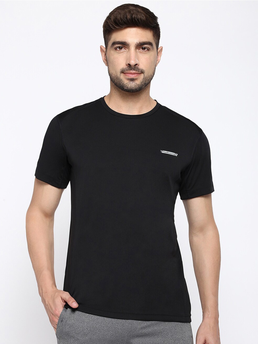 

Van Heusen Round Neck Regular Fit Casual T-Shirt, Black