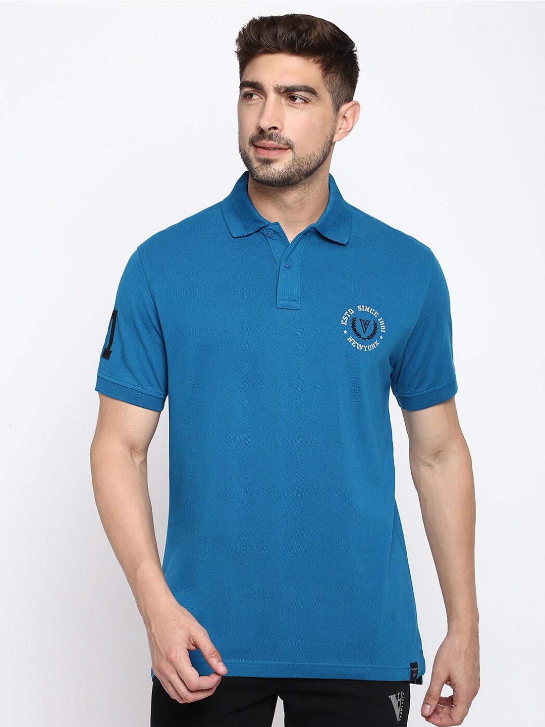 

Van Heusen Polo Collar Regular Fit Cotton Casual T-Shirt, Blue