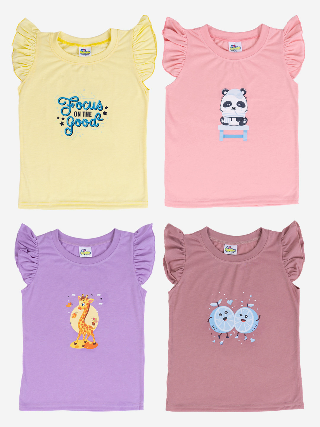 

Cutiekins Girls Pack Of 4 Printed Cotton T-shirt, Yellow